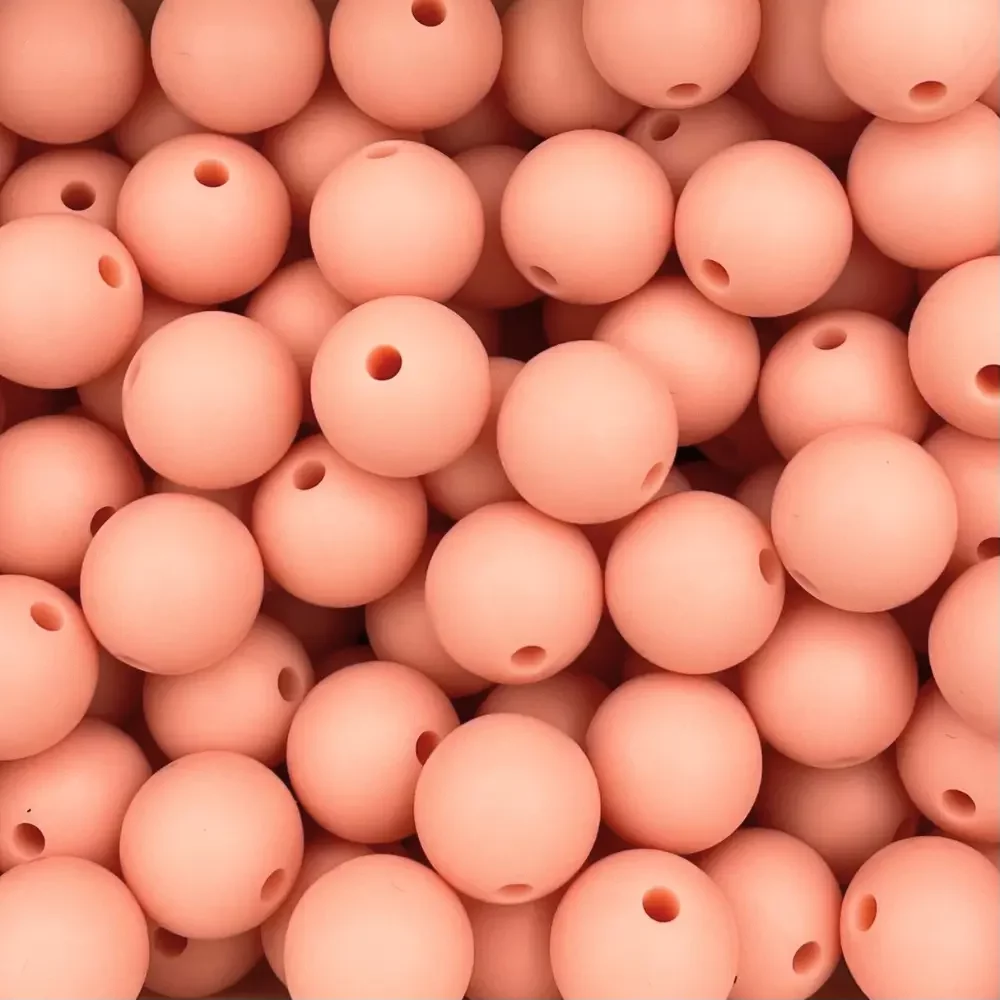 Silikonihelmi, pyöreä 12mm persikan pinkki