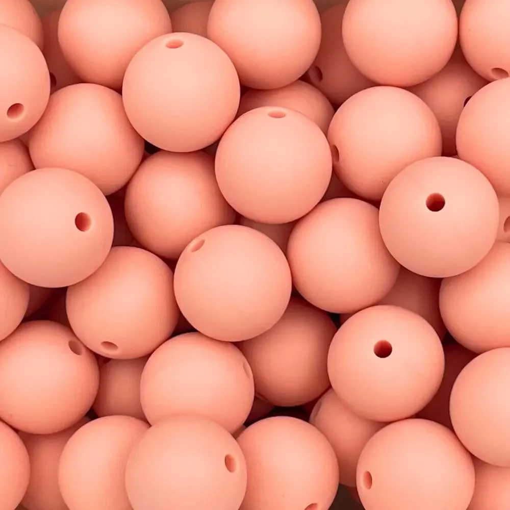 Silikonihelmi, pyöreä 15mm persikan pinkki